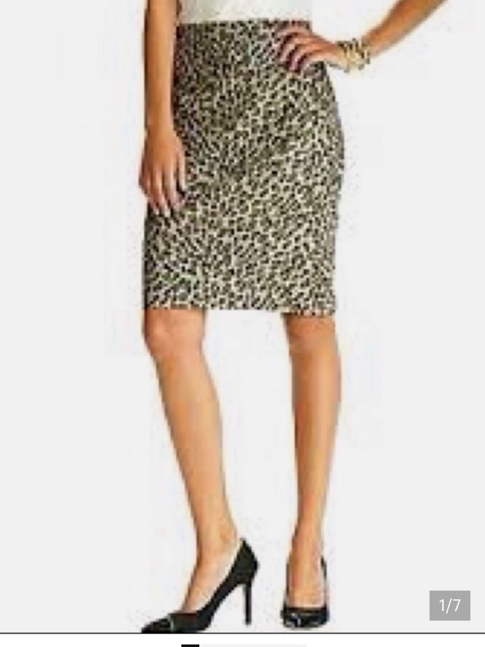 Ann Taylor Leopard-Print Pencil Skirt in Black and Cream